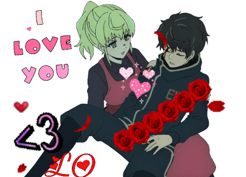 Bam fallen back onto Rachel's lap on a white background. Silly edits have been made to the gif using Picmix to state that the two are in love.