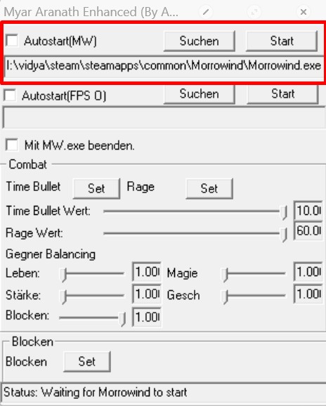 mae.exe. Autostart(MW) is at the top.